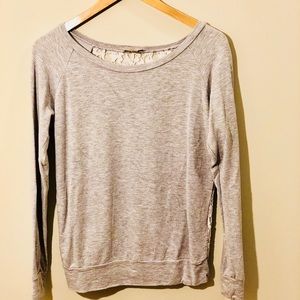 Anthropologie Bordeaux lace back sweatshirt.